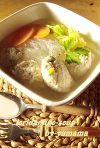 鶏胸＆豆腐のジュ一シー団子☆春雨スープ