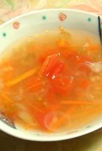 ミョウガとトマトの生姜スープ