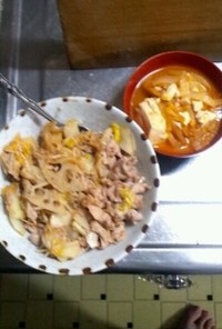 １月１５日晩飯　【豚肉と蓮根の炒め物】