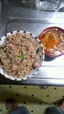 1月2日昼飯【お魚ソーセージ炒飯】の画像