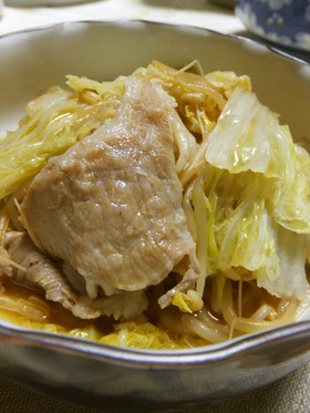 白菜と豚肉ともやしのポン酢蒸し煮