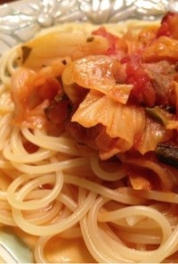 ピリ辛☆キャベツとトマトのスープパスタ
