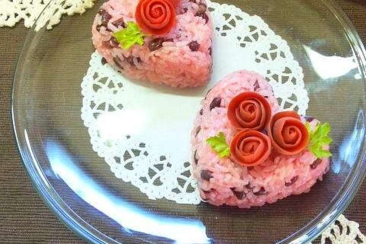 かわいい お祝いお赤飯 梅バラ レシピ 作り方 By Cｏcｏ ｍaｍa クックパッド