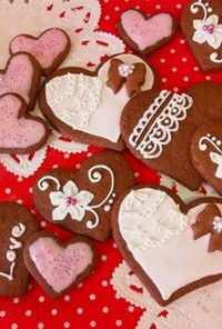 バレンタインのアイシングクッキー