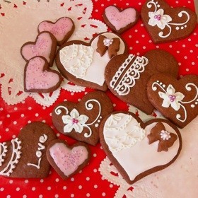 バレンタインのアイシングクッキーの画像