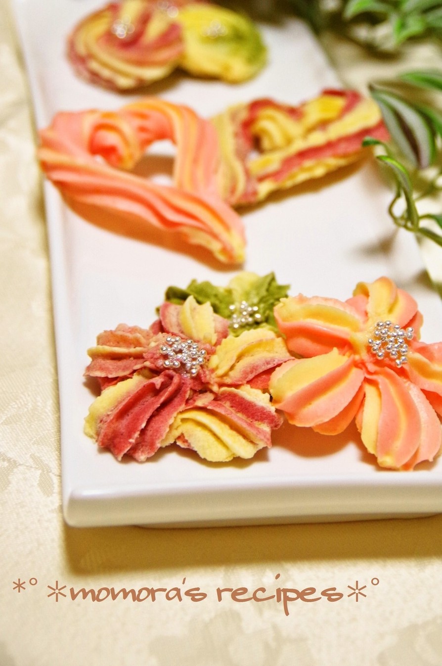 華やか簡単♡絞り出しクッキー桜・ハートの画像