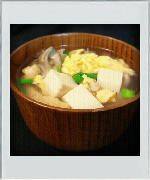■糖質制限■豆腐油あげ舞茸にら卵汁簡単朝の画像