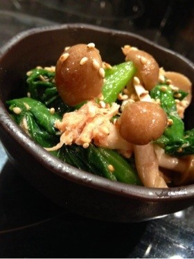 小松菜とツナとしめじのポン酢和えの画像