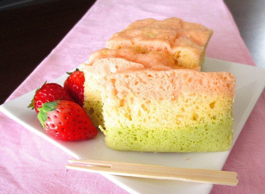 ひな祭りに♡HMで簡単3色蒸しパンケーキの画像