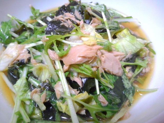 わかめ水菜ツナの中華風サラダの画像