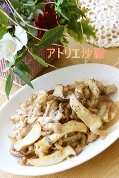 エリンギ＆豚肉✿味噌マヨポン酢炒め✿の写真