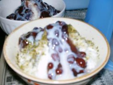 抹茶小豆練乳カキ氷の写真