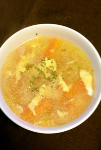 セロリとハムの洋風かき玉スープ