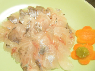 愛知の魚100選外　ヒウチダイの刺身の写真