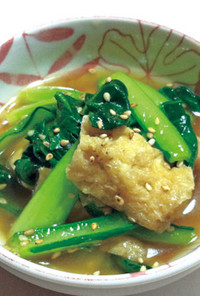 ＋１品の簡単副菜：小松菜と揚げの煮浸し