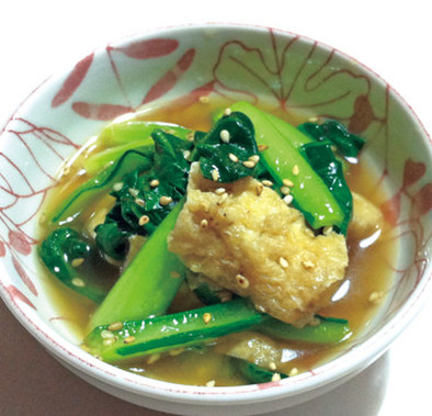 ＋１品の簡単副菜：小松菜と揚げの煮浸しの写真
