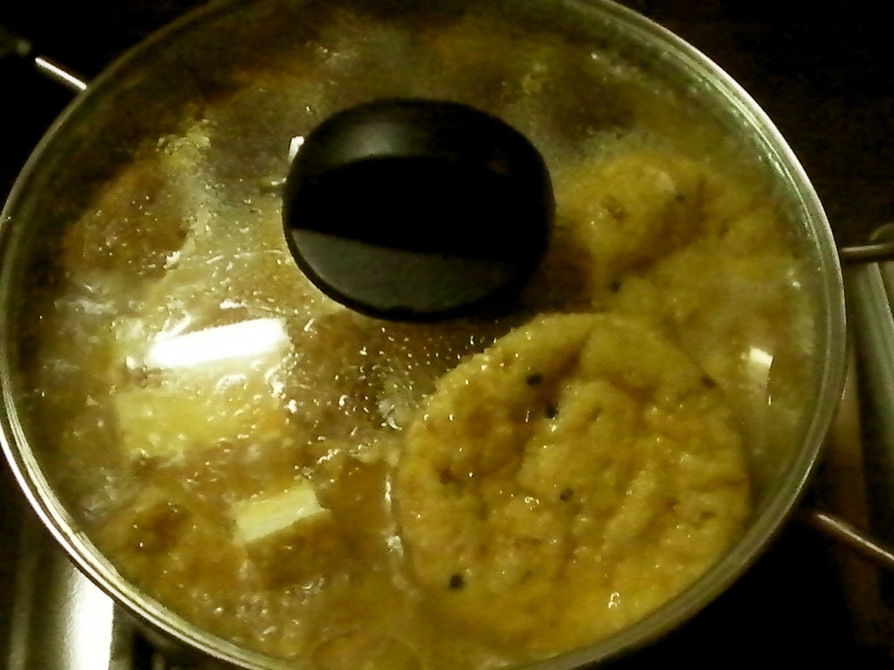 茹で汁再利用…味噌汁；圧力鍋使用の画像