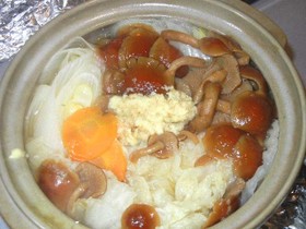 豆腐と野菜・なめこのしょうが鍋