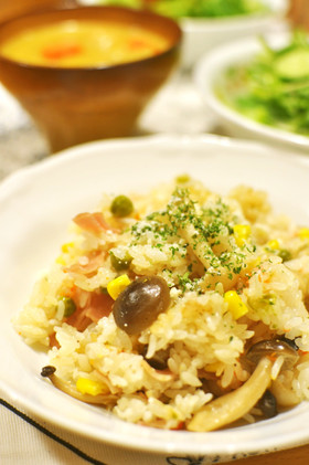 炊飯器☆きのこピラフ
