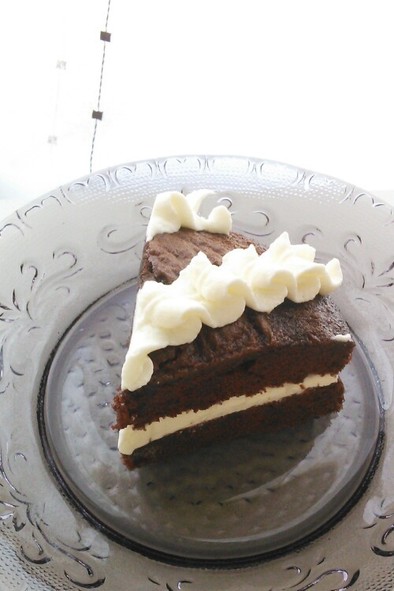 アメリカンレシピのチョコファッジケーキの写真