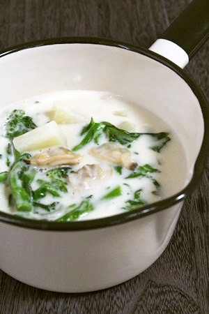 あさりと菜の花のクリームスープの画像