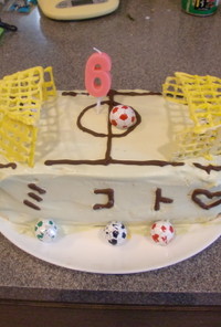 誕生日に♪サッカーフィールドケーキ