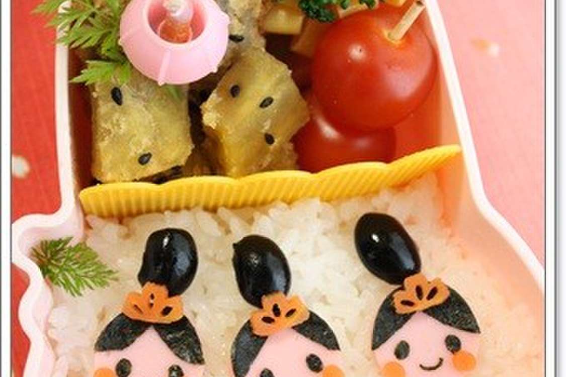 ひな祭りキャラ弁 簡単かわいい三人官女 レシピ 作り方 By Asamimaeda クックパッド 簡単おいしいみんなのレシピが379万品