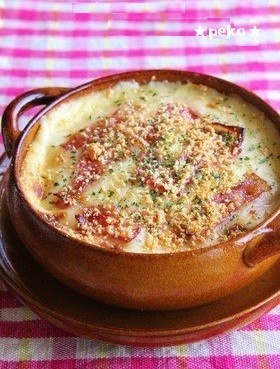 簡単ホワイトソースの卵かけご飯ドリア☆