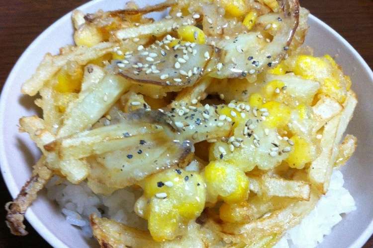 じゃがいもとコーンの塩バターかき揚げ丼 レシピ 作り方 By シャコ クックパッド 簡単おいしいみんなのレシピが359万品