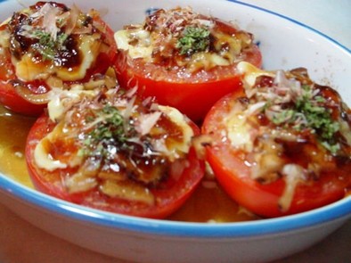お団子のたれで-照り焼き焼きトマト-の写真