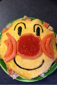 誕生日にアンパンマン寿司ケーキ！
