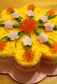 お花のひな寿司ケーキ風