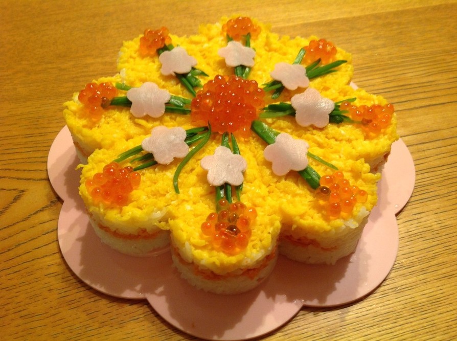 お花のひな寿司ケーキ風の画像