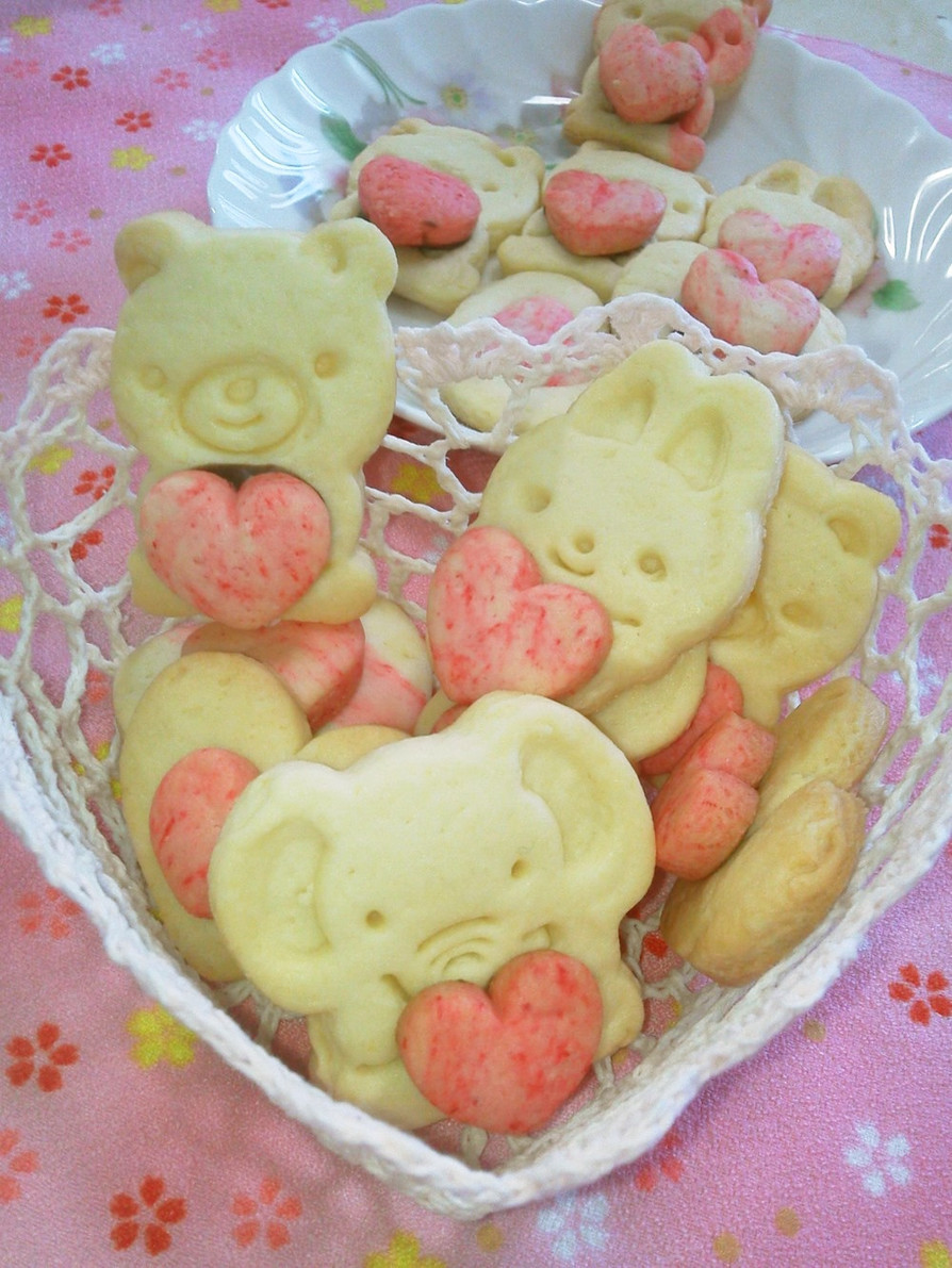 可愛いハート♡をもった動物クッキー♡の画像