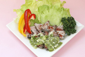 カツオ竜田揚げ そら豆ソースかけ
