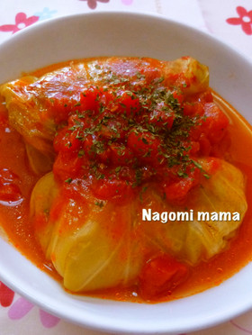 *トマトで煮込んだロールキャベツ*