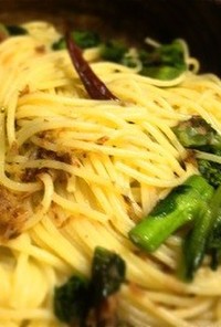 菜の花と鰹節アーリオオーリオスパゲッティ
