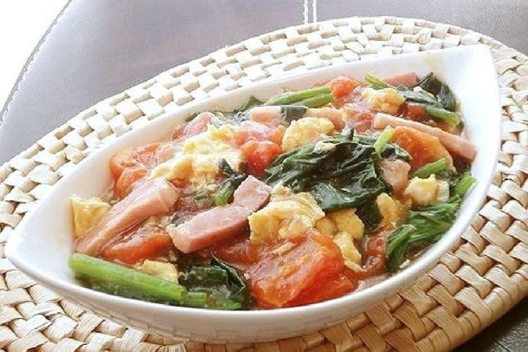 トマトとほうれん草の中華風たまご炒め レシピ 作り方 By リン スミレ クックパッド 簡単おいしいみんなのレシピが352万品