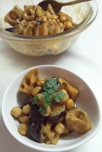 ひよこ豆とレンコンのカレーサラダ