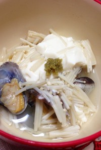 豆腐とアサリの酒蒸しスープ（低糖質）
