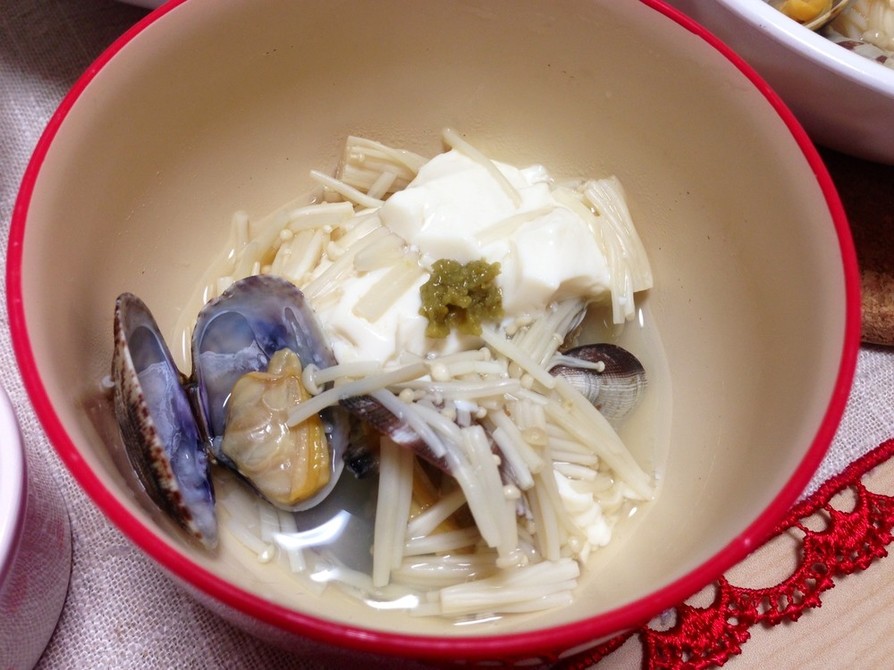豆腐とアサリの酒蒸しスープ（低糖質）の画像