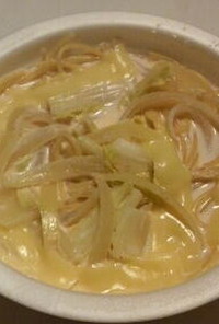 白菜と明太子のクリームスープスパ