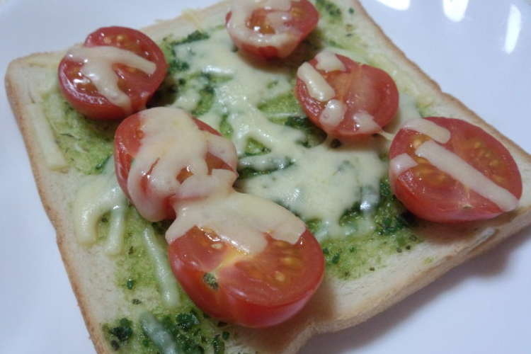 ミニトマトとバジルソースのトースト レシピ 作り方 By Nori1984 クックパッド 簡単おいしいみんなのレシピが355万品