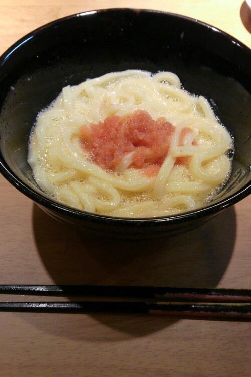 明太釜玉うどんの画像