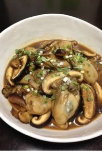 牡蠣と椎茸の韓国風コチュジャン炒め