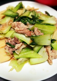 チンゲン菜と豚と筍中華炒め