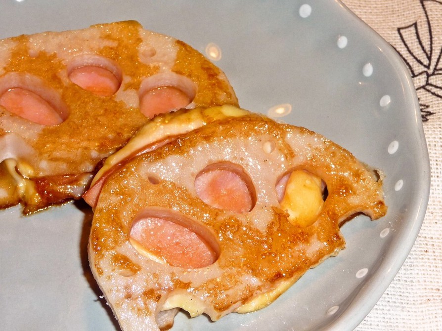 レンコンのハムチーズ焼きの画像