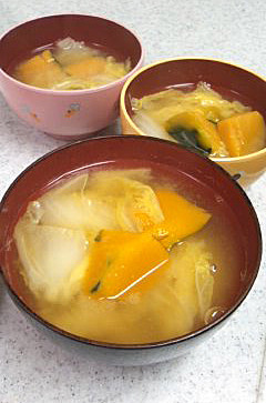かぼちゃと白菜のお味噌汁