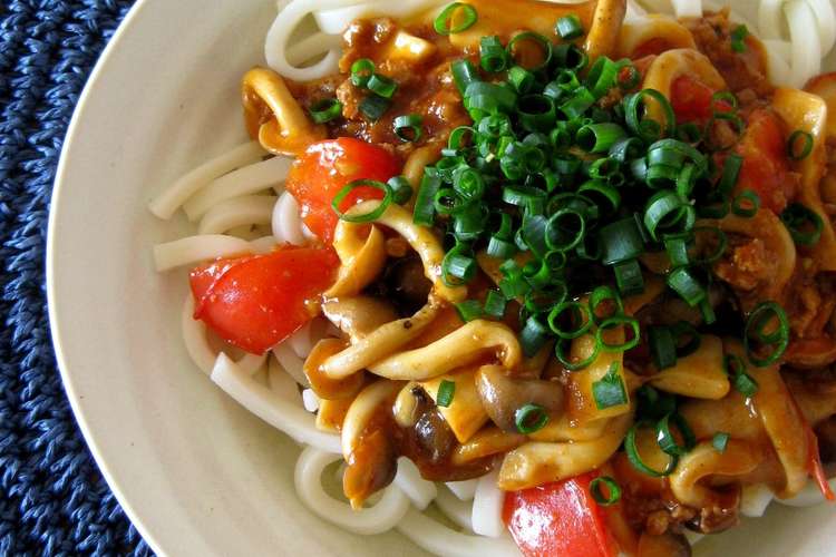 トマトときのこのマーボーうどん レシピ 作り方 By Yaburie クックパッド