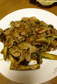 中華名菜で水菜と豚バラの麻婆茄子